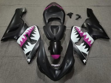 Meilleurs Carénages Moto Kawasaki ZX6R 2005-2006 - Noir Mat Blanc Rose Requin