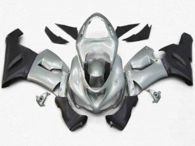 Meilleurs Carénages Moto Kawasaki ZX6R 2005-2006 - Argent Noir Mat