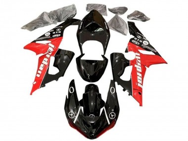 Meilleurs Carénages Moto Kawasaki ZX6R 2005-2006 - Noir Brillant Rouge Blanc Jordan