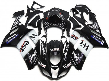 Meilleurs Carénages Moto Kawasaki ZX6R 2007-2008 - Noir Blanc West Mobil