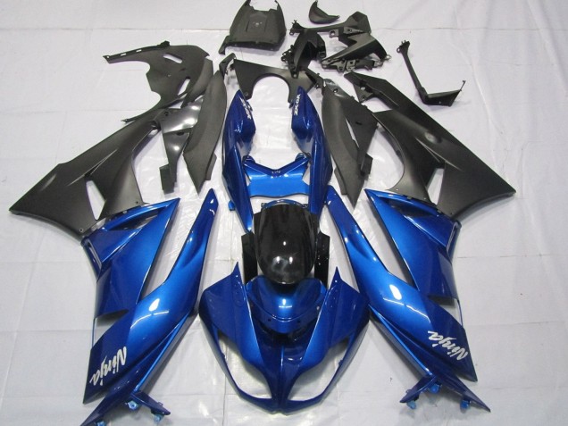 Carénages Moto Kawasaki ZX6R 2007-2008 - Bleu Noir Mat Blanc