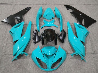 Meilleurs Carénages Moto Kawasaki ZX6R 2007-2008 - Turquoise Bleu Noir Noir Mat