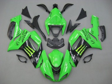 Meilleurs Carénages Moto Kawasaki ZX6R 2007-2008 - Vert Noir Monstre Energy