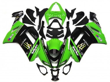 Meilleurs Carénages Moto Kawasaki ZX6R 2007-2008 - Vert Noir Monstre Elf