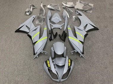 Meilleurs Carénages Moto Kawasaki ZX6R 2009-2012 - Gris Jaune Bande