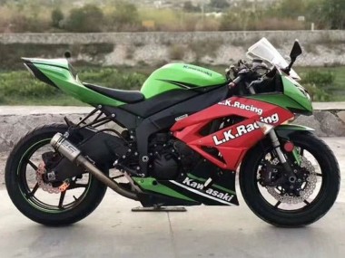 Meilleurs Carénages Moto Kawasaki ZX6R 2009-2012 - Vert Rouge Noir Blanc L.K. Courses