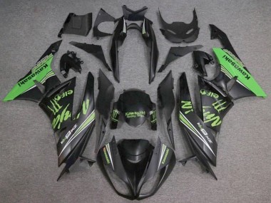 Meilleurs Carénages Moto Kawasaki ZX6R 2009-2012 - Noir Mat Vert Monstre