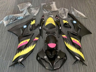 Meilleurs Carénages Moto Kawasaki ZX6R 2009-2012 - Jaune Rose Noir Mat Requin
