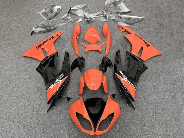 Carénage Moto Kawasaki ZX6R 2009-2012 - Orange Noir Brillant