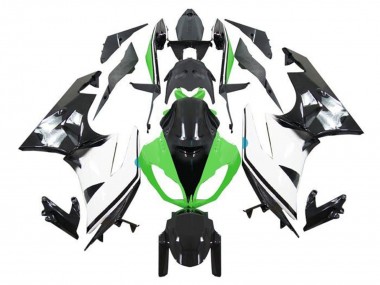 Meilleurs Carénages Moto Kawasaki ZX6R 2009-2012 - Vert Blanc Noir Brillant