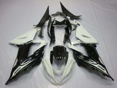 Meilleurs Carénages Moto Kawasaki ZX6R 2013-2018 - Blanc Perle Noir Brillant