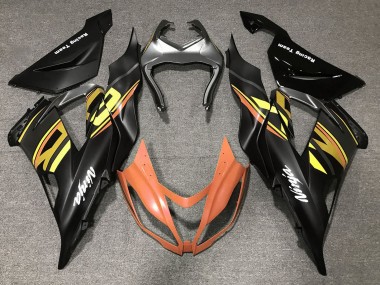 Meilleurs Carénages Moto Kawasaki ZX6R 2013-2018 - Noir Mat Orange Or
