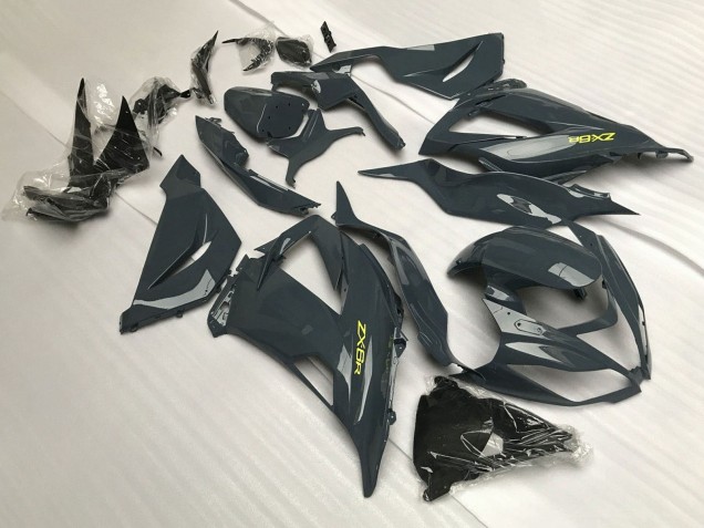 Carénages Moto Kawasaki ZX6R 2013-2018 - Gris Foncé Jaune