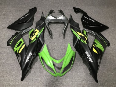 Meilleurs Carénages Moto Kawasaki ZX6R 2013-2018 - Noir Mat Vert Jaune