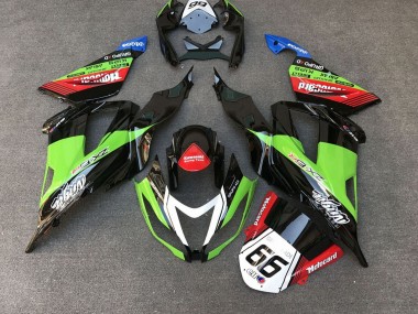 Meilleurs Carénages Moto Kawasaki ZX6R 2013-2018 - Vert Noir Rouge Blanc Motocard 66