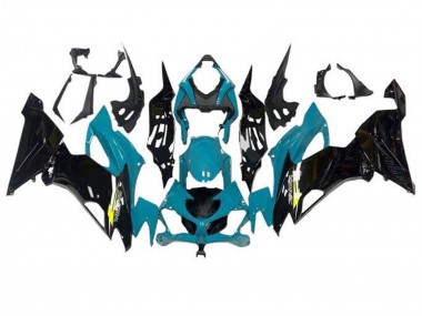 Meilleurs Carénages Moto Kawasaki ZX6R 2019-2022 - Bleu Sarcelle Noir Brillant Jaune