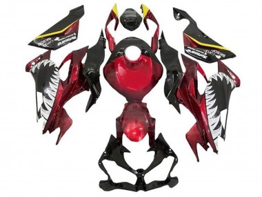 Meilleurs Carénages Moto Kawasaki ZX6R 2019-2022 - Bonbon Rouge Jaune Blanc Requin