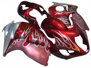 Meilleurs Carénages Moto Suzuki GSXR1000 1996-2007 - Rouge Argent Flamme