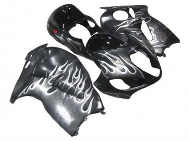 Meilleurs Carénages Moto Suzuki GSXR1000 1996-2007 - Gris Noir Blanc Flamme