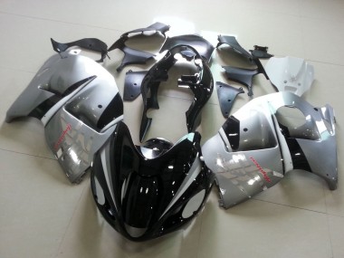 Meilleurs Carénages Moto Suzuki GSXR1000 1996-2007 - Noir Brillant Argent Chrome