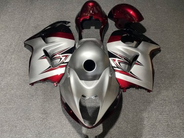 Meilleurs Carénages Moto Suzuki GSXR1000 1996-2007 - Argent Bonbon Rouge