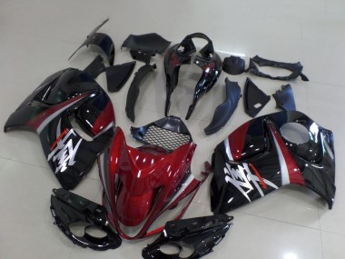 Meilleurs Carénages Moto Suzuki GSXR 1300 Hayabusa 2008-2020 - Rouge Foncé Noir Argent
