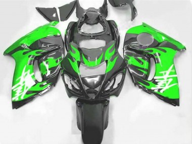 Meilleurs Carénages Moto Suzuki GSXR 1300 Hayabusa 2008-2020 - Noir Vert Flamme