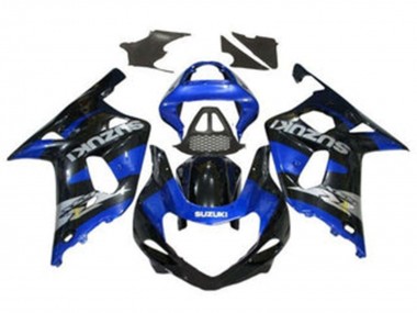 Meilleurs Carénages Moto Suzuki GSXR1000 2000-2002 - Bleu Noir Brillant Chrome
