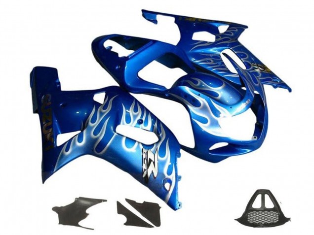 Carénages Moto Suzuki GSXR1000 2000-2002 - Bleu Blanc Flamme