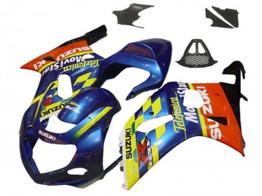 Meilleurs Carénages Moto Suzuki GSXR1000 2000-2002 - Bleu Jaune Rouge Telefonica Motul