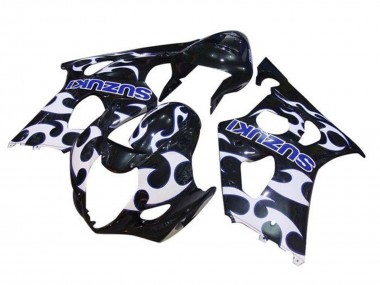 Meilleurs Carénages Moto Suzuki GSXR 1000 2003-2004 - Noir Blanc Bleu Tribal