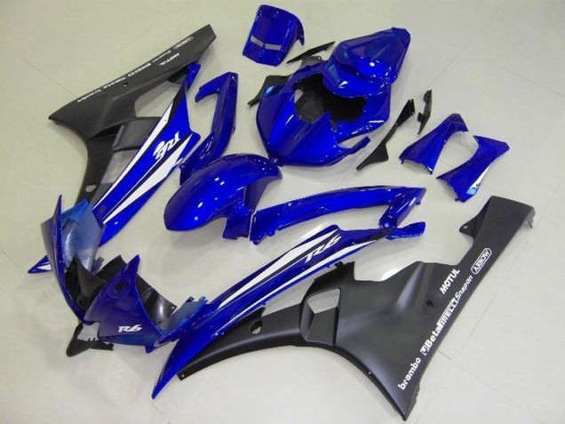 Carénages Moto Yamaha YZF R6 2006-2007 - Bleu Blanc Noir Mat Motul