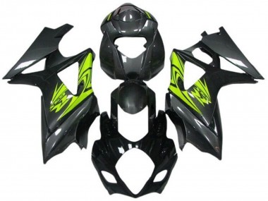 Meilleurs Carénages Moto Suzuki GSXR 1000 2005-2006 - Noir Gris Jaune Néon