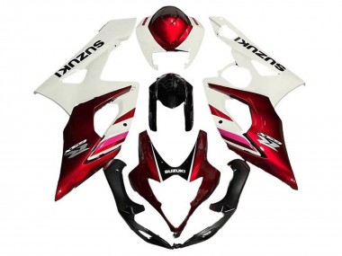 Meilleurs Carénages Moto Suzuki GSXR 1000 2005-2006 - Blanc Bonbon Rouge Noir