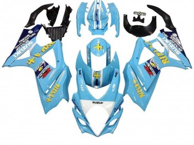 Meilleurs Carénages Moto Suzuki GSXR 1000 2005-2006 - Bleu Clair Jaune Noir Rizla