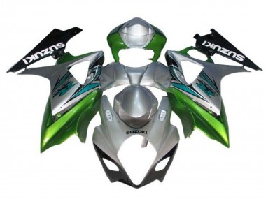 Meilleurs Carénages Moto Suzuki GSXR 1000 2005-2006 - Argent Vert Noir