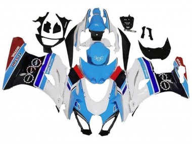 Meilleurs Carénages Moto Suzuki GSXR1000 2017-2024 - Blanc Bleu Bande Rouge