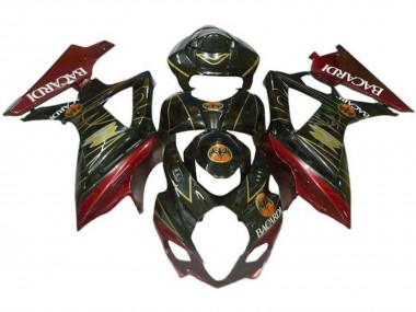 Meilleurs Carénages Moto Suzuki GSXR 1000 2007-2008 - Noir Rouge Or BACARDI
