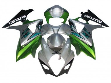 Meilleurs Carénages Moto Suzuki GSXR 1000 2007-2008 - Argent Vert Noir