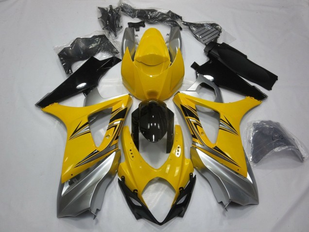 Carénages Moto Suzuki GSXR 1000 2007-2008 - Jaune Argent Noir