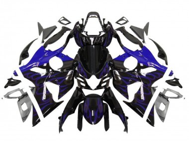 Meilleurs Carénages Moto Suzuki GSXR 1000 2009-2016 - Noir Brillant Bleu Flamme