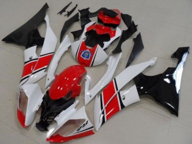 Meilleurs Plastique Moto ABS Yamaha YZF R6 2008-2016 - Blanc Rouge Noir Brillant