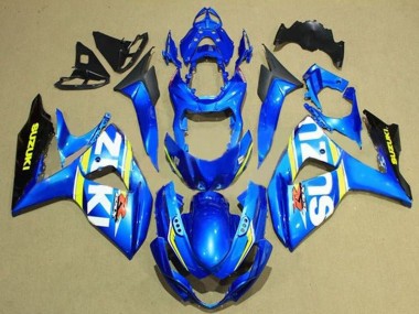 Meilleurs Carénages Moto Suzuki GSXR 1000 2009-2016 - Bleu Blanc Jaune Bande Noir