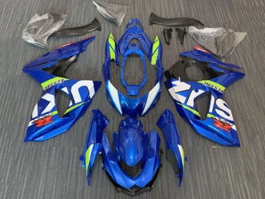 Meilleurs Carénages Moto Suzuki GSXR 1000 2009-2016 - Bleu Vert Néon Blanc Ecstar