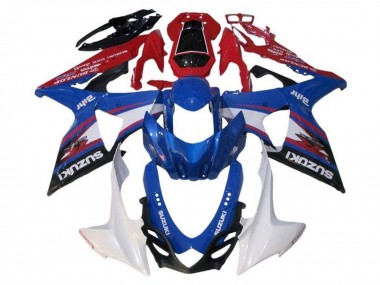 Meilleurs Carénages Moto Suzuki GSXR 1000 2009-2016 - Bleu Blanc Rouge Noir Bande