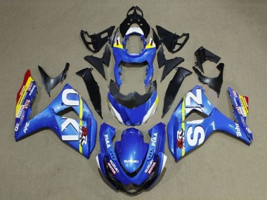 Meilleurs Carénages Moto Suzuki GSXR 1000 2009-2016 - Bleu Blanc Jaune Bande