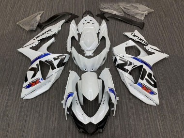 Meilleurs Kits Carénage Moto ABS Suzuki GSXR 1000 2009-2016 - Blanc Bleu Bande