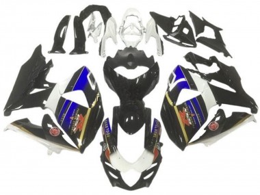 Meilleurs Carénages Moto Suzuki GSXR 1000 2009-2016 - Blanc Bleu Noir Or Bande