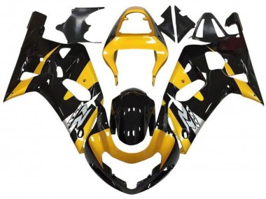 Meilleurs Carénages Moto Suzuki GSXR 600 / GSXR 750 2001-2003 - Jaune Argent Noir Brillant