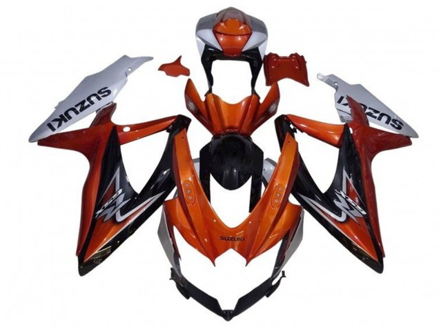 Carénage Moto Suzuki GSXR 600 / GSXR 750 2008-2010 - Argent Orange Noir Brillant